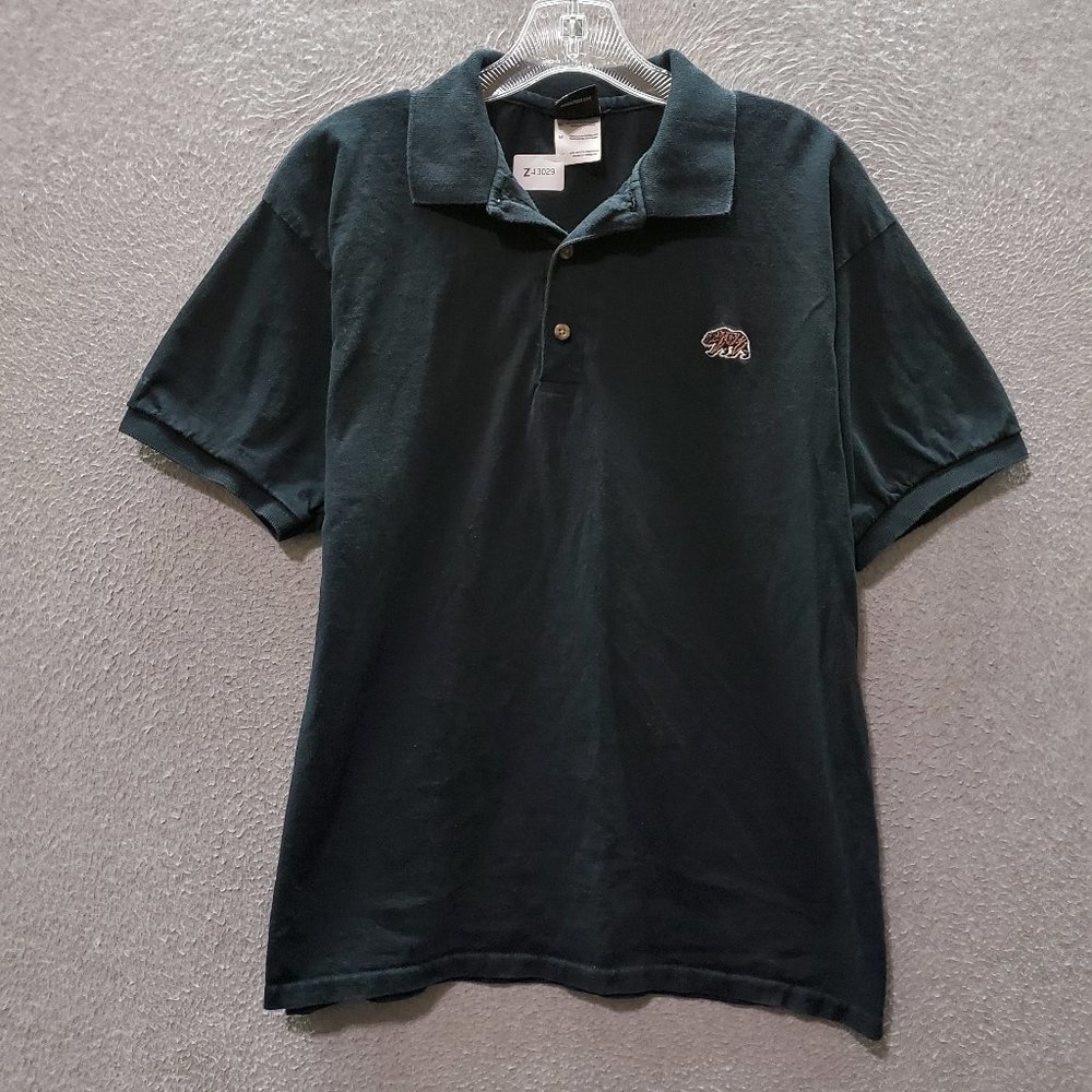 VINTAGE Nor Cal Men Polo Shirt Medium Black Bear Embroidered Short Sleeve Collar